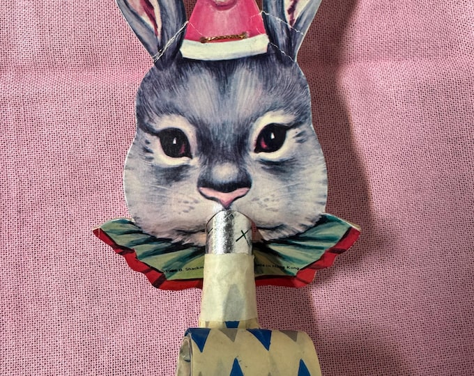 Vintage B Shackman Bunny Face Paper Party Blower: 1980, Hong Kong