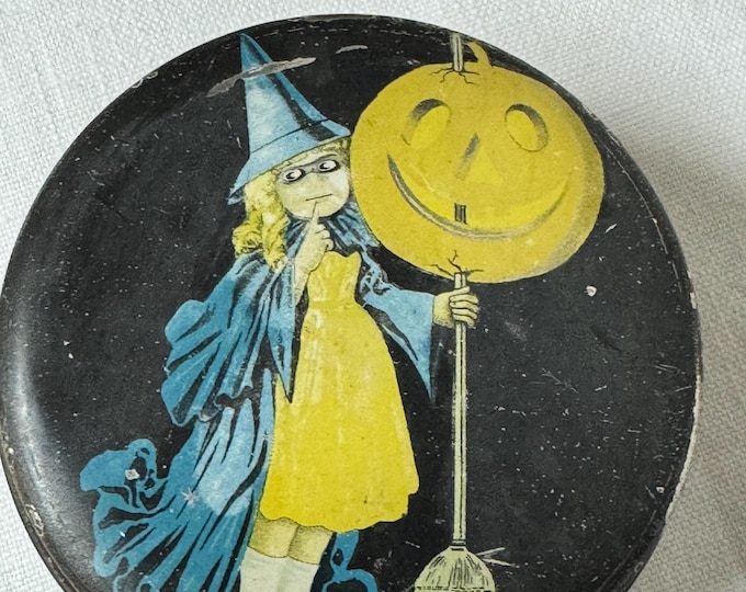 Vintage Rare TINDECO Halloween Tin: 1920, 4 inches, USA, Used