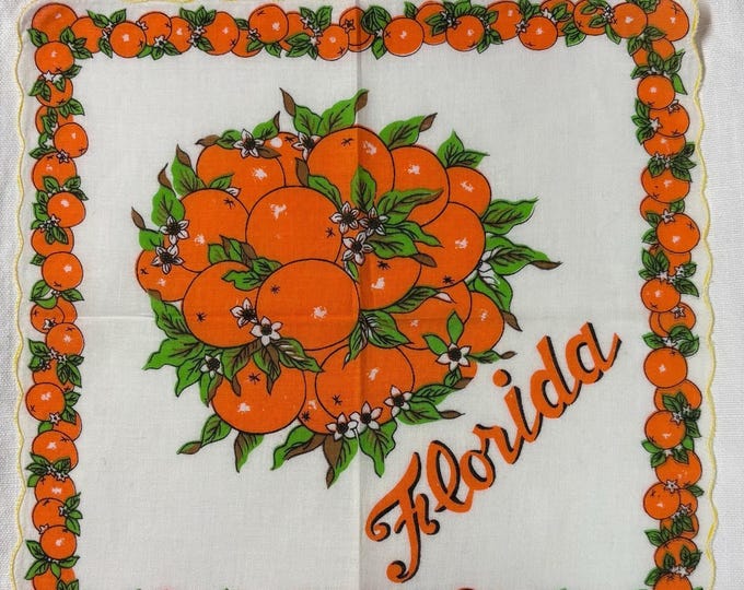 Vintage Florida Oranges Hankie, 1950