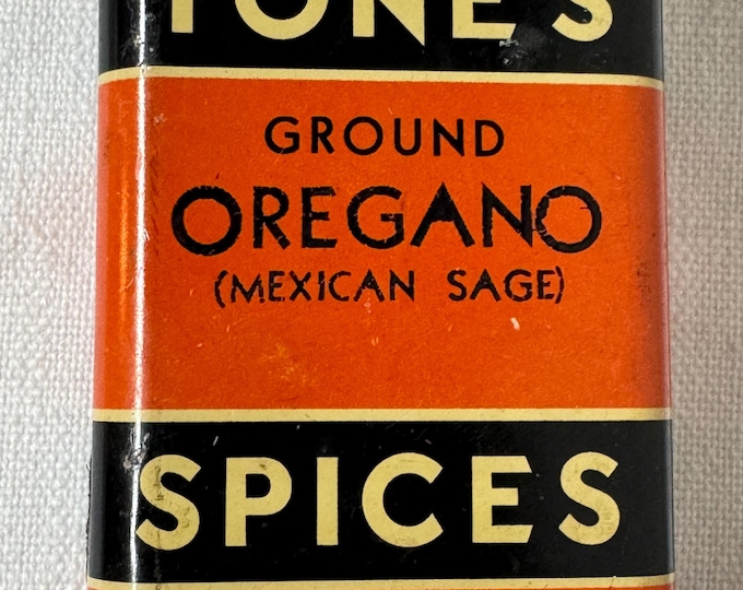 Vintage Tone's Ground Oregano Spice Tin: Halloween Decor