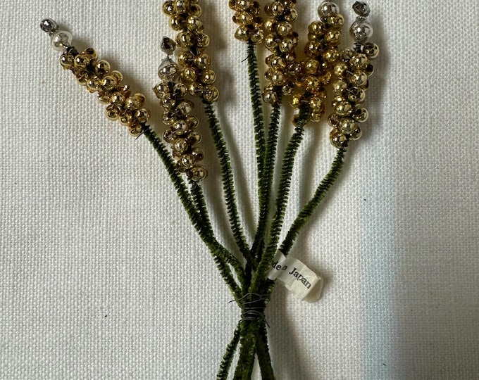 Seven Vintage Gold and Silver Mercury Beads Corsage Craft or Picks: Japan