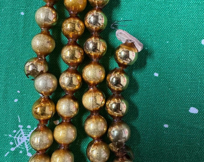 Vintage Gold Mercury Glass Bead Garland:  1/2 inch beads,  Japan