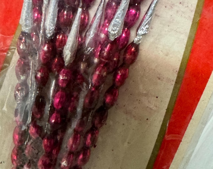 Vintage NOS Shiny Brite Pink Glass Floral Spikes: Japan,