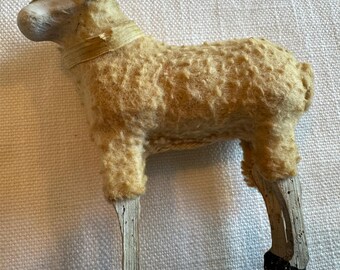 * antique sheep ❀ クリスマスの羊さん (水色リボンと鈴♪) Antique putz sheep - Etsy 日本