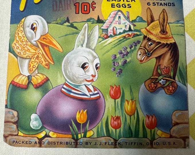 Vintage Unused Fleck’s Easter Egg Trims Decorations Envelope: USA, 1950
