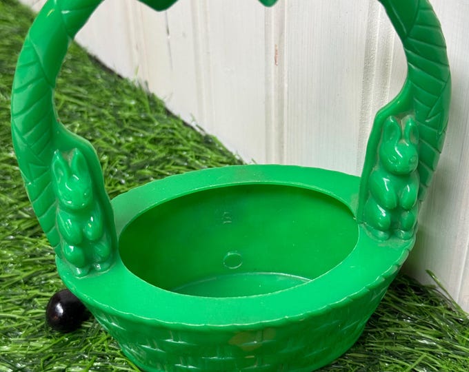 Vintage Rosbro Green Easter Basket, 1950,