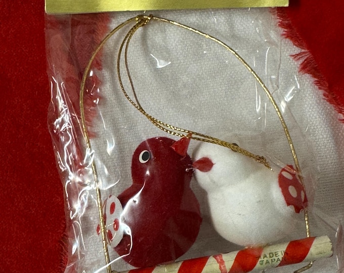 Vintage NOS ASTY Love Birds on a Swing Package Tie: 1950, Made in Japan