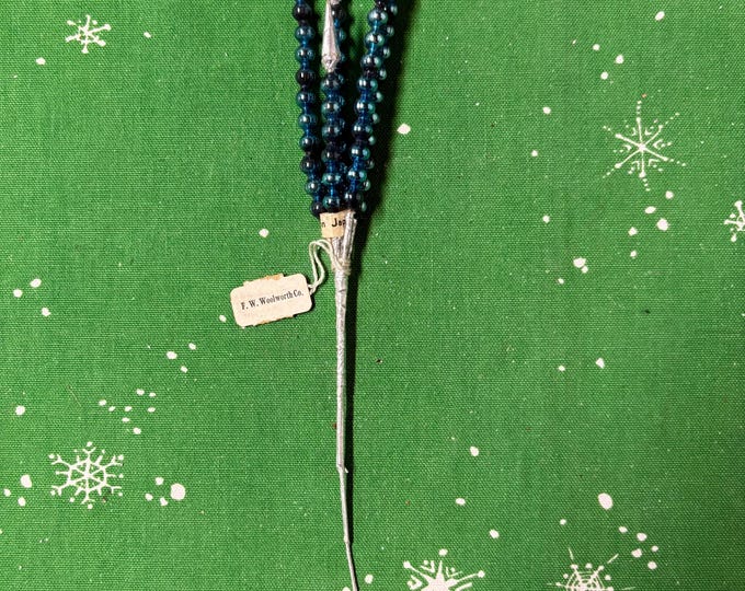 Vintage Woolworth Blue Mercury Glass Bead Pick: 9 1/2”, Japan