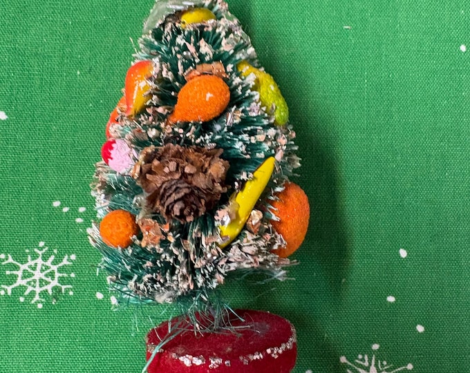 Holt Howard Vintage Christmas Tree: Fruit, Pinecone, Glitter Base, 1950s Japan