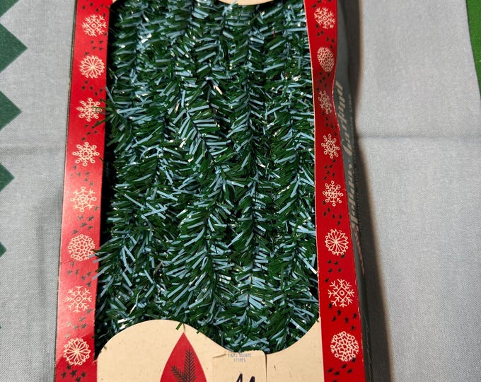 Vintage Doubl Glo Blue Green Plastic Christmas Garland: Flameproof, 20ft (1961)