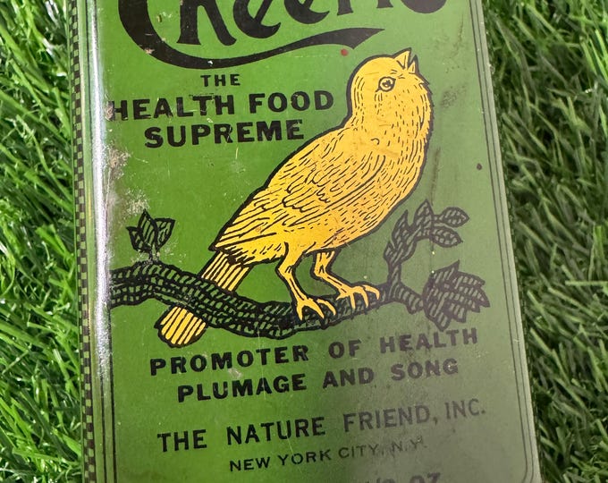 Vintage Cheerio The Health Food Supreme Bird Feed Tin:  3 1/2 oz size, Made in NY