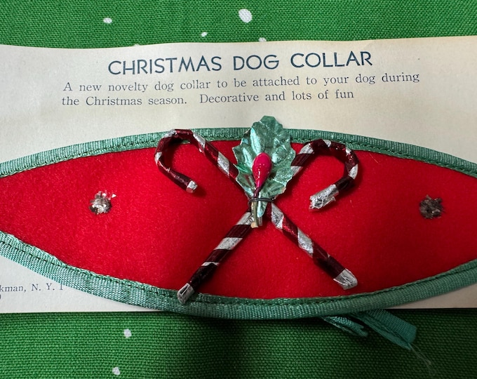 Vintage NOS Christmas Dog Collar, Shackman Co., NY, Made In Japan, 1950