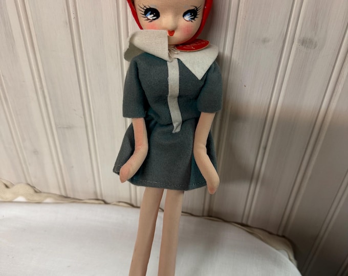 Vintage NOS 1960 Stockinette Lucky Mascot Doll: 13 inches, Made in Japan
