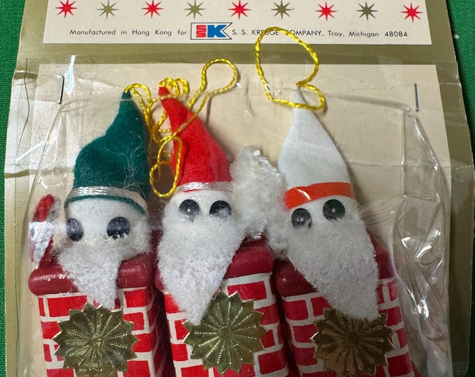 Vintage Kresge Santas in a Chimney Christmas Decorations: Hong Kong,