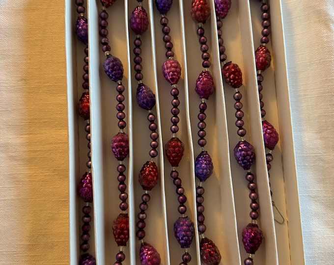 Vintage 1993 Lavender Berry Glass Garland: 63” Czech Republic