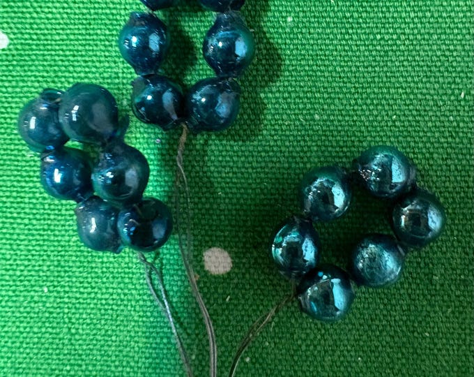 Vintage Set of 3 Aqua Mercury Glass Circle Bead Picks: Japan