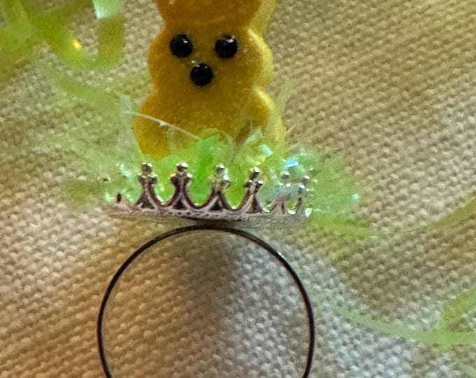 Handcrafted Faux Marshmallow Yellow Bunny Ring: Handmade Jewelry