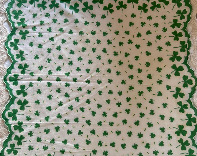 Vintage St. Patrick’s Day Handkerchief: 1950, Cotton, Used lightly