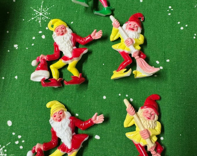 Vintage Small Plastic Gnome Elves, Made by the Craig Henry Co, Massachusetts-1950s