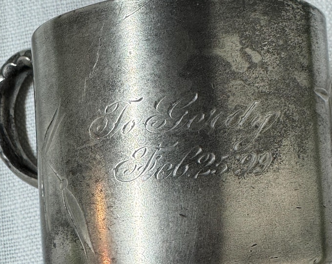 Engraved To Gerdy Wm Rogers Quadruple Plate Victorian Baby Cup: 1899