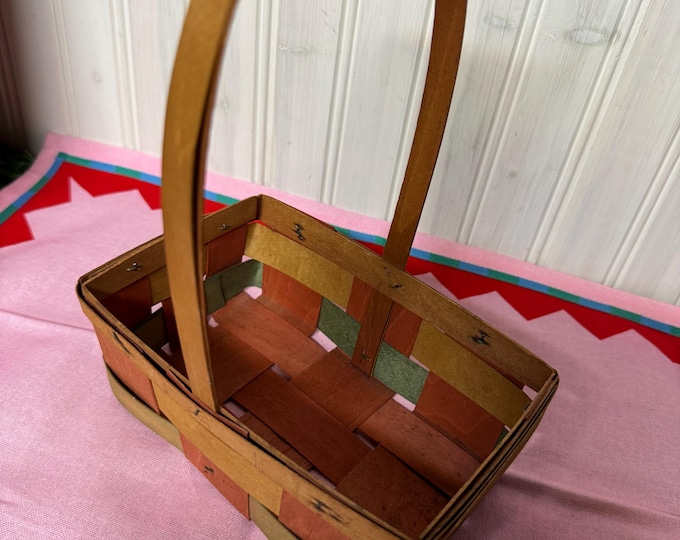 Vintage Easter Wood Splint Basket: -1960s