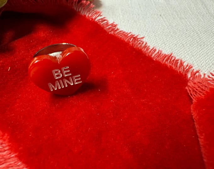 Handmade Red Be Mine Conversation Heart Candy Ring: New materials, foodie rings