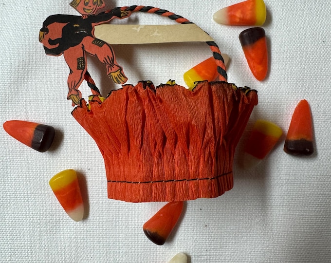Vintage Halloween Candy Cup: 1940s Scarecrow Party Favor