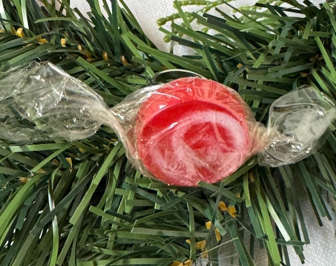 Handcrafted Vintage Red Swirl Candy in Wrapper Blow Mold Ring