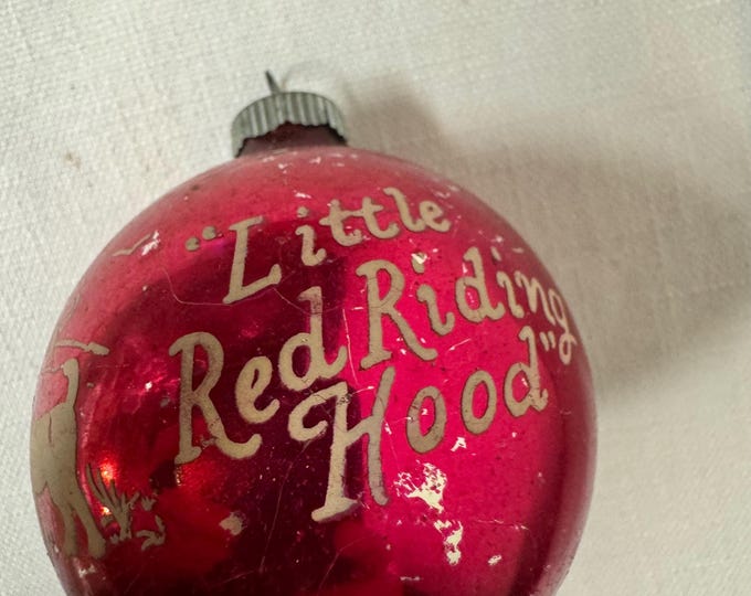 Vintage Shiny Brite Little Red Riding Hood Ornament: 3 inches, 1950, Made In USA