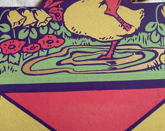 Vintage NOS Easter Die Cut Duckling Easter Basket: 1940,  USA