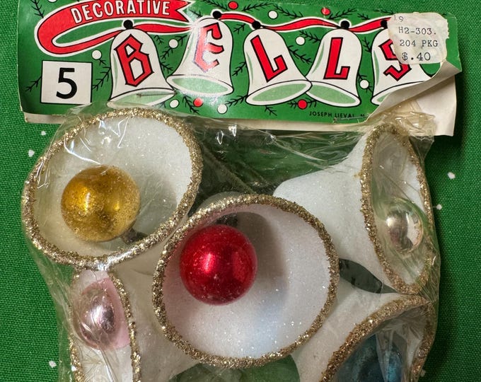 Vintage Christmas Sugar Bells Package Ties: NOS, USA