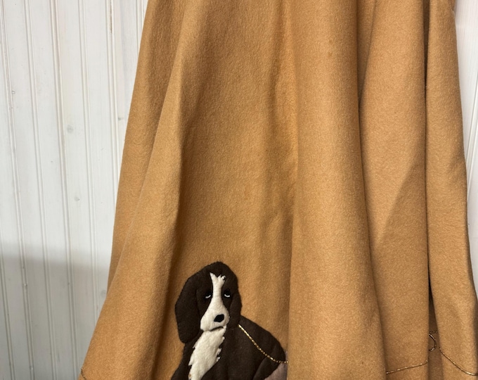 Vintage Charles F. Berg Felt Skirt: Chumley Dog Appliqué, 1950s Maxi