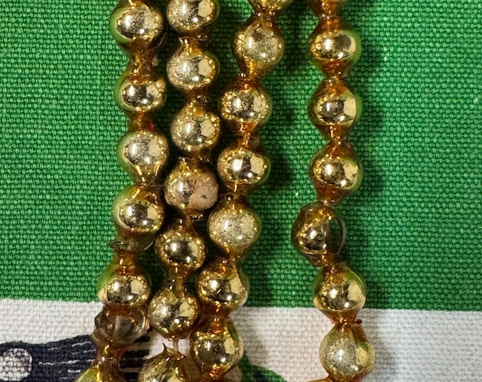 Vintage Gold Mercury Glass Bead Garland: 42 inches, 1950s Japan