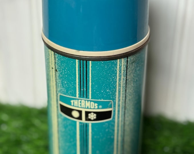 Vintage Thermos: Blue, Cream, Black & Red- by King-Seeley Co., Norwich CT-1960s