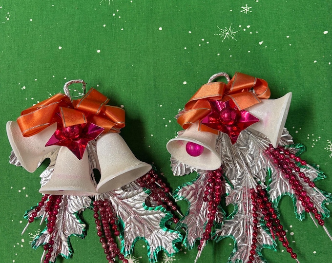Vintage Set of 2 Large Sugar Bell Cluster Decorations: Japan, 10 x 5.5”