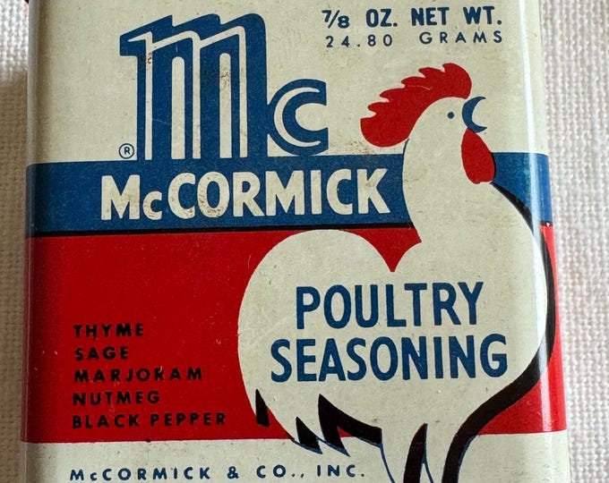 Vintage McCormick & Co., Poultry Spice Tin: 7/8 oz size, Made in USA
