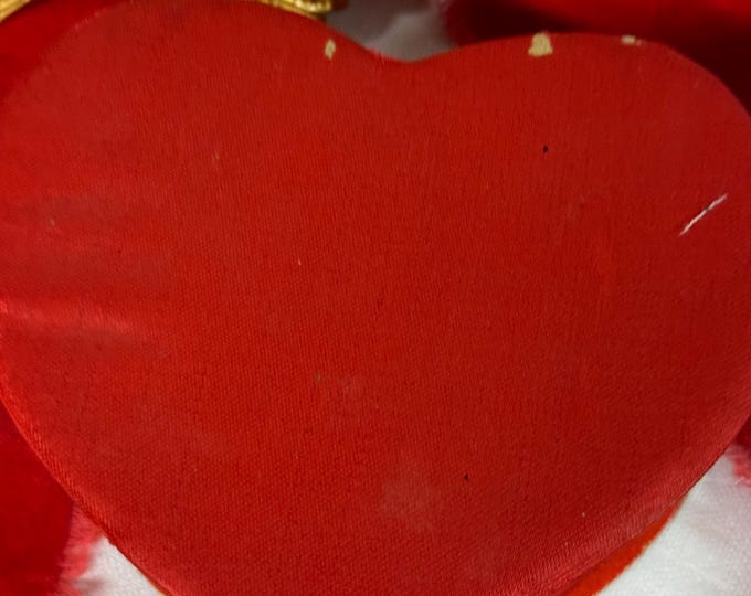 Vintage 1959 Shackman Valentine’s Red Heart Candy Box: Japan, Empty, Not perfect