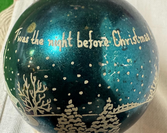 Vintage Franke Blue Twas the Night Before Christmas: not perfect, 4 inches, 1950, Made In USA