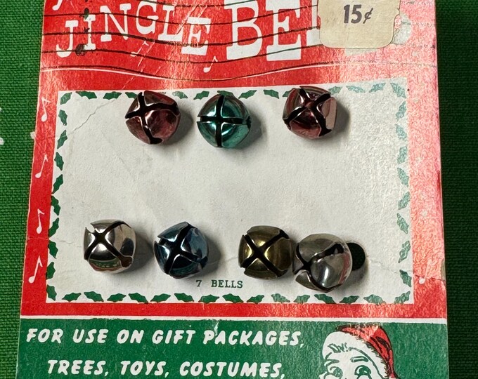 Vintage Criterion Jingle Bells Seven Multi-Color Bells on the Original Card, Japan, 1950