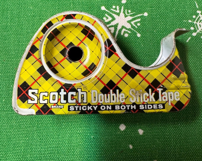 Vintage 3 M Scotch Yellow Plaid Doublestick Tape Dispenser, Made in USA, 1950