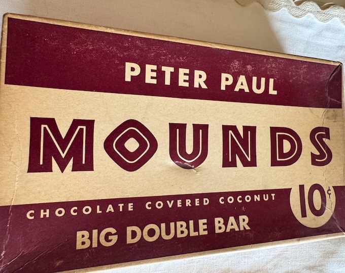 Vintage Peter Paul Mounds Big Double Bar 10 cents Empty Box-1950