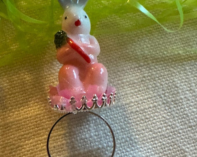 Handcrafted Vintage Pink Bunny Ring: Handmade Jewelry