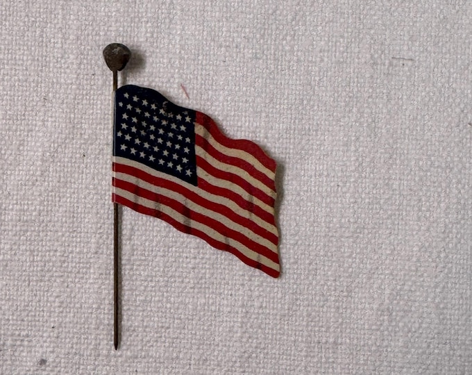 Vintage Authentic 1930 Celluloid 48 Star Waving Flag Stick Pin, Westminster Press