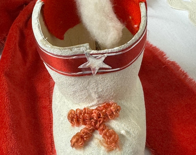 Vintage Paper Mache Decorated Boot with Santa: 5 “, Japan