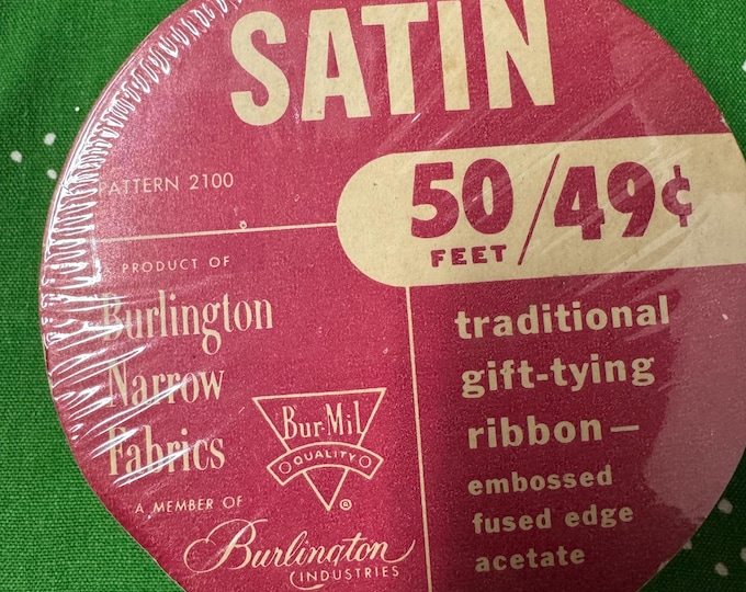 Vintage Satin Ribbon Set: NOS Burlington Mills, Yellow & Orange, 1950s (50 ft Each Roll