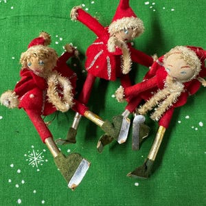 Vintage Set of 3 Pixie Girls Skaters, 7”, Made in Japan