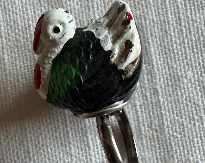 Handcrafted Vintage Turkey Cupcake Topper Ring: Made with vintage and new materials