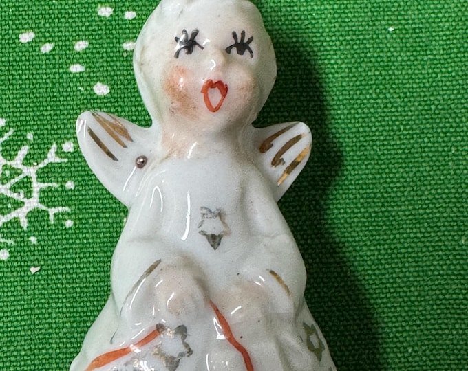 Vintage Mini Angel Ceramic Bell Ornament, 1950’s, Made in Japan