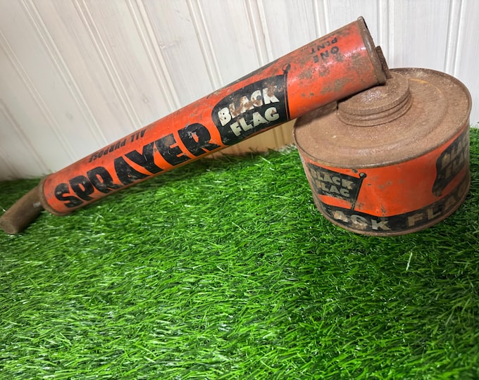 Vintage Black Flag Sprayer Yard Sprayer with Wooden Handle by Boyle-Midway Distributors- 1950-Used