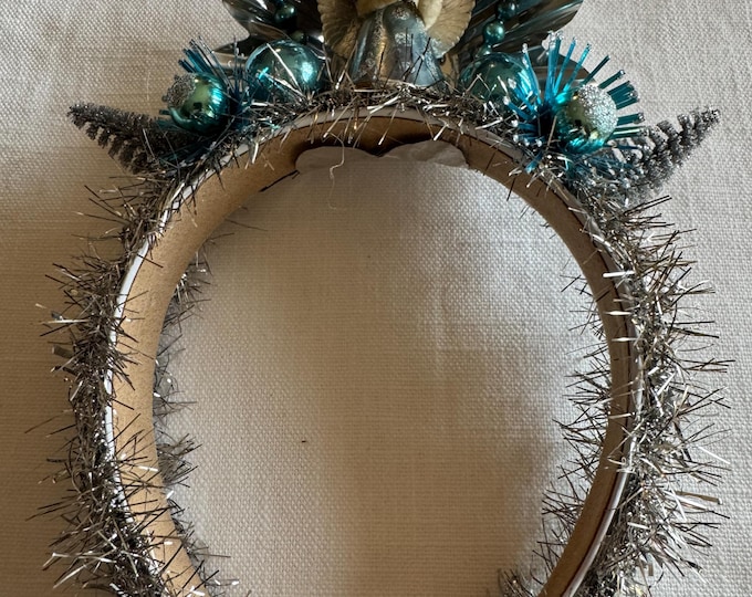 Handmade Blue Angel Star Reflector Christmas Headband: a unique mix of vintage and new materials